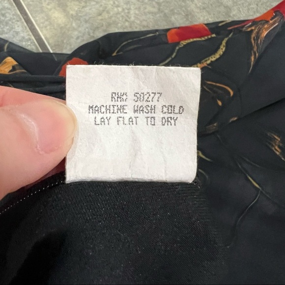 St Tropez West Dress 14 Black Red Floral Spagetti Shift Midi VTG 90s Y2K Goth - Picture 9 of 11